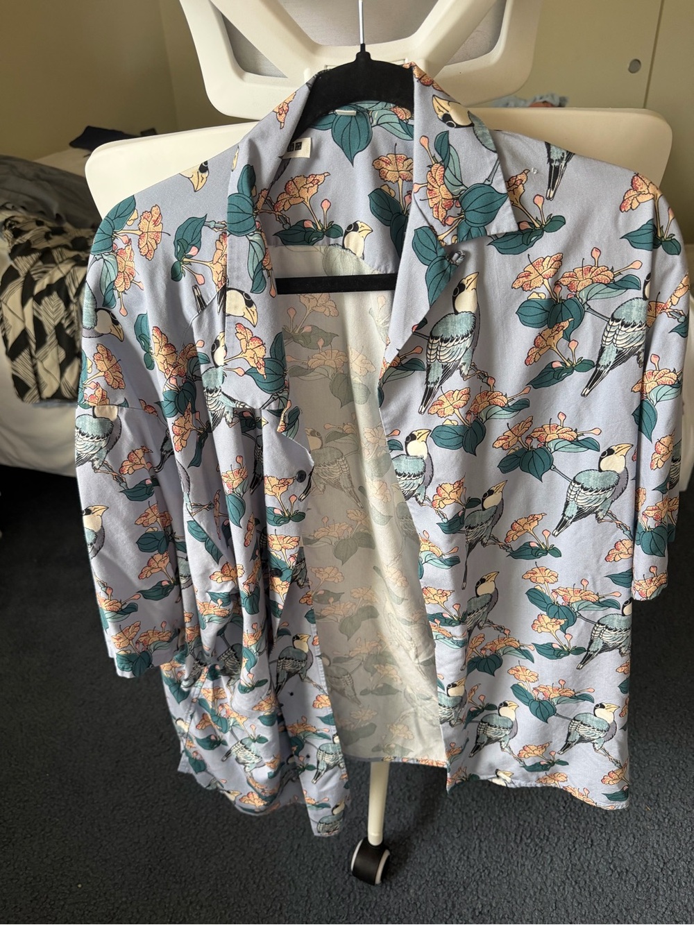 Light Blue Floral & Toucan Print Men's Shirt